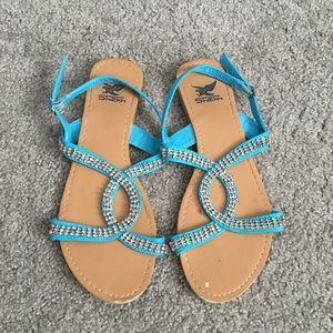 Turquoise rhinestone sandals